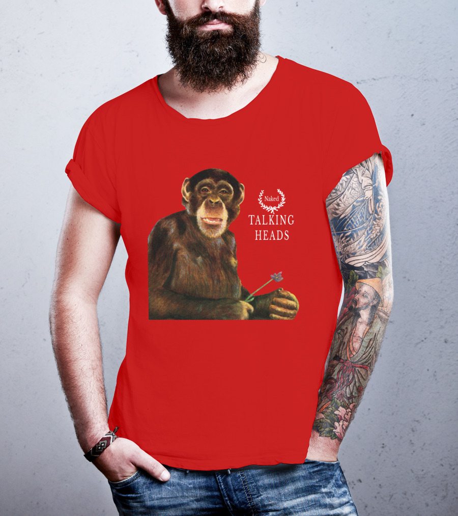 Naked Talking Heads Nothing But Flowers Monkey Holding Flower T-Shirt