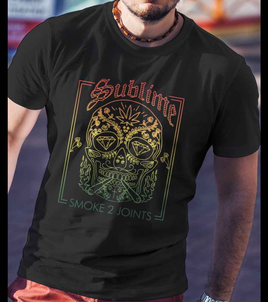Sublime Smoke 2 Joints Day Of The Dead Skull T-Shirt