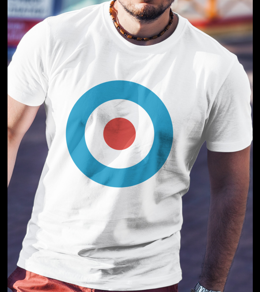 Mod Target Symbol Design With Red Circle Blue Outer Ring T-Shirt