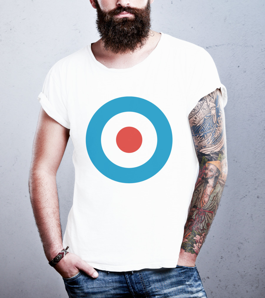 Mod Target Symbol Design With Red Circle Blue Outer Ring T-Shirt