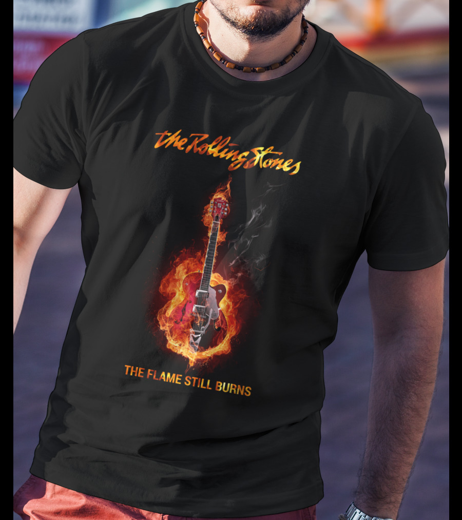 The Rolling Stones The Flame Still Burns Fiery Guitar T-Shirt