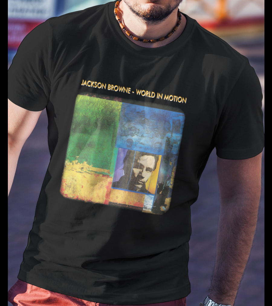 Jackson Browne World In Motion Album Cover Collage T-Shirt