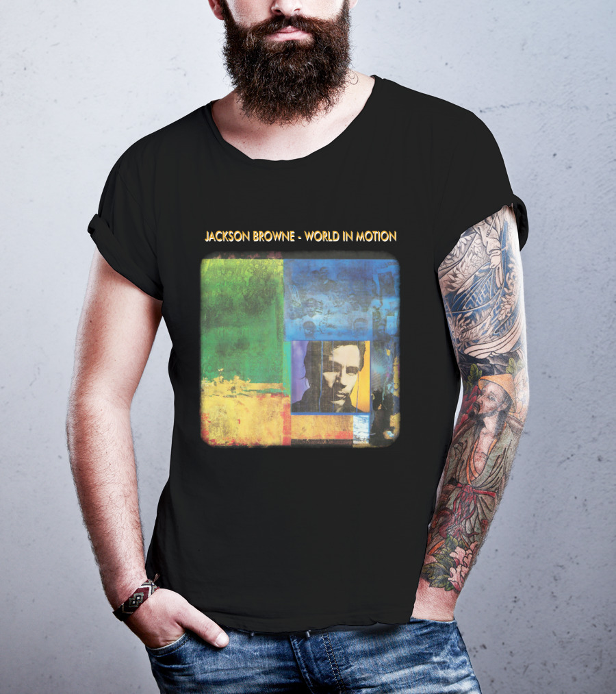 Jackson Browne World In Motion Album Cover Collage T-Shirt