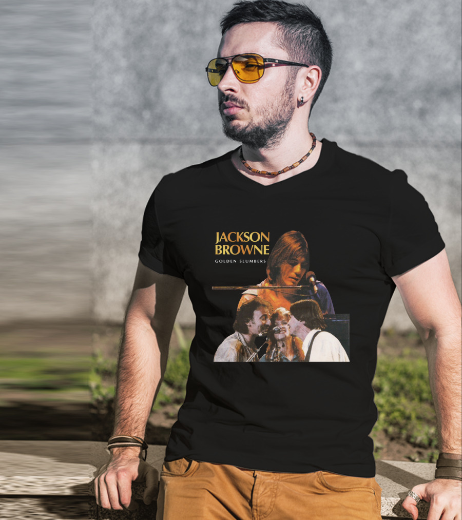 Jackson Browne Golden Slumbers Live Performance Collage T-Shirt
