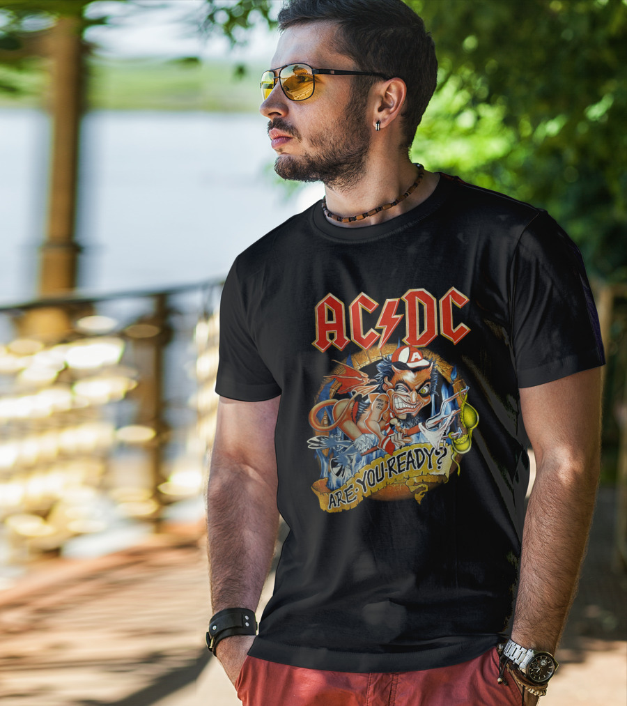 Acdc Are You Ready? Mailed Comic Character T-Shirt