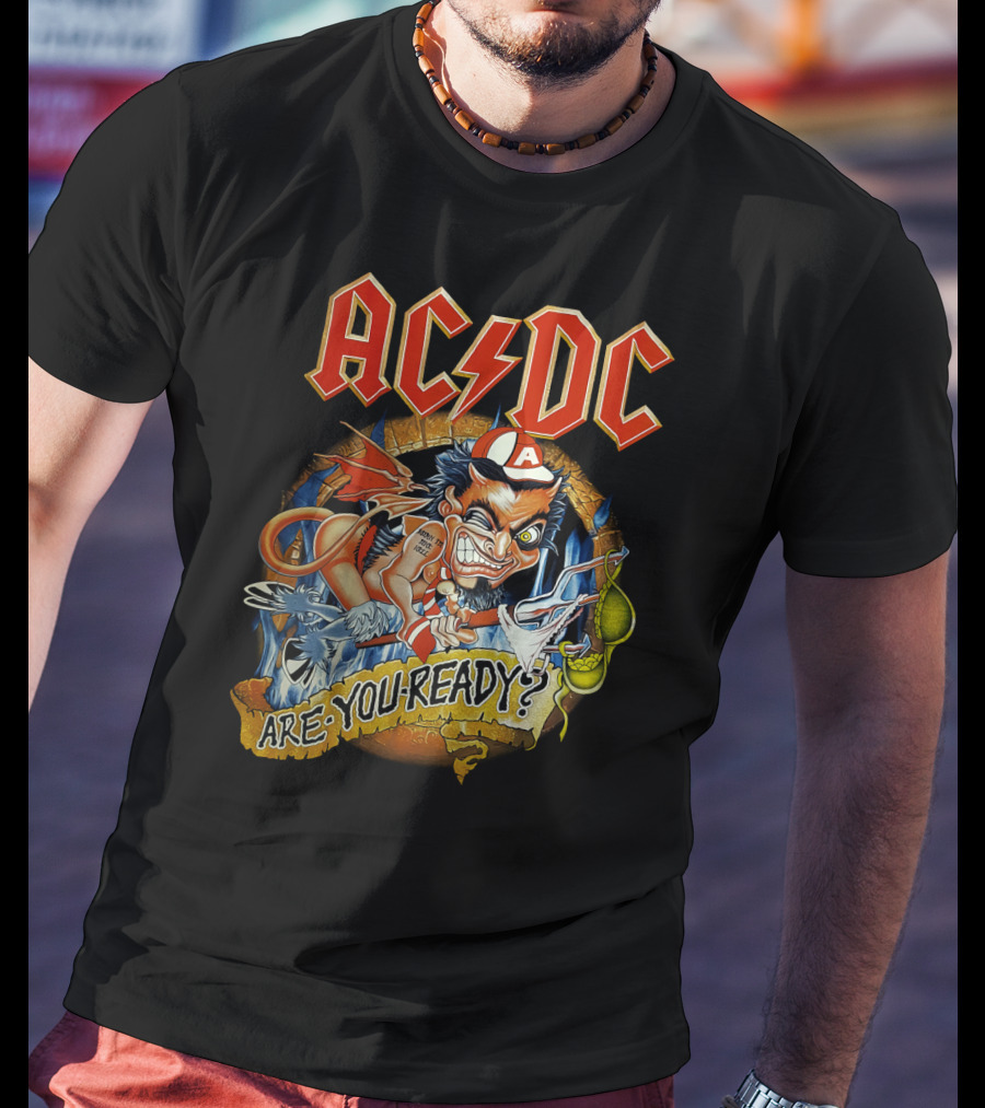 Acdc Are You Ready? Mailed Comic Character T-Shirt