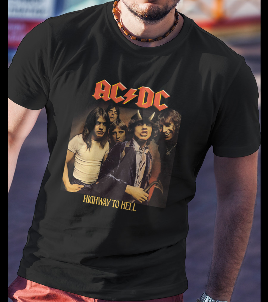 Ac/Dc Highway To Hell Band Members Classic Album Cover T-Shirt