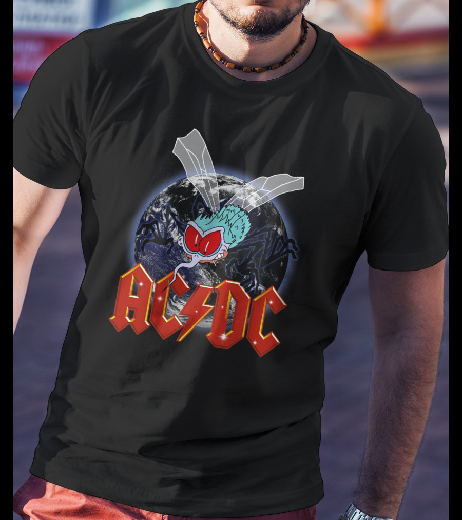 Acdc Space Fly Earth Lightning Bolt T-Shirt