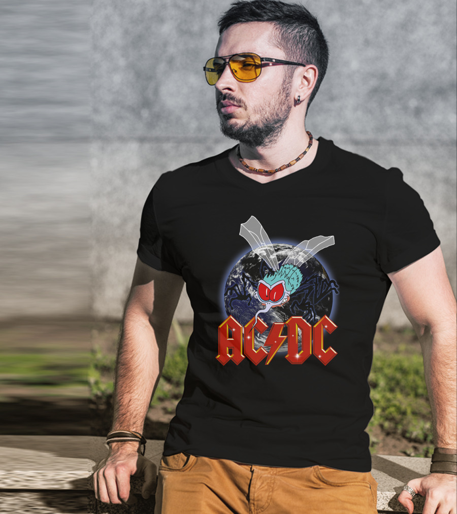 Acdc Space Fly Earth Lightning Bolt T-Shirt