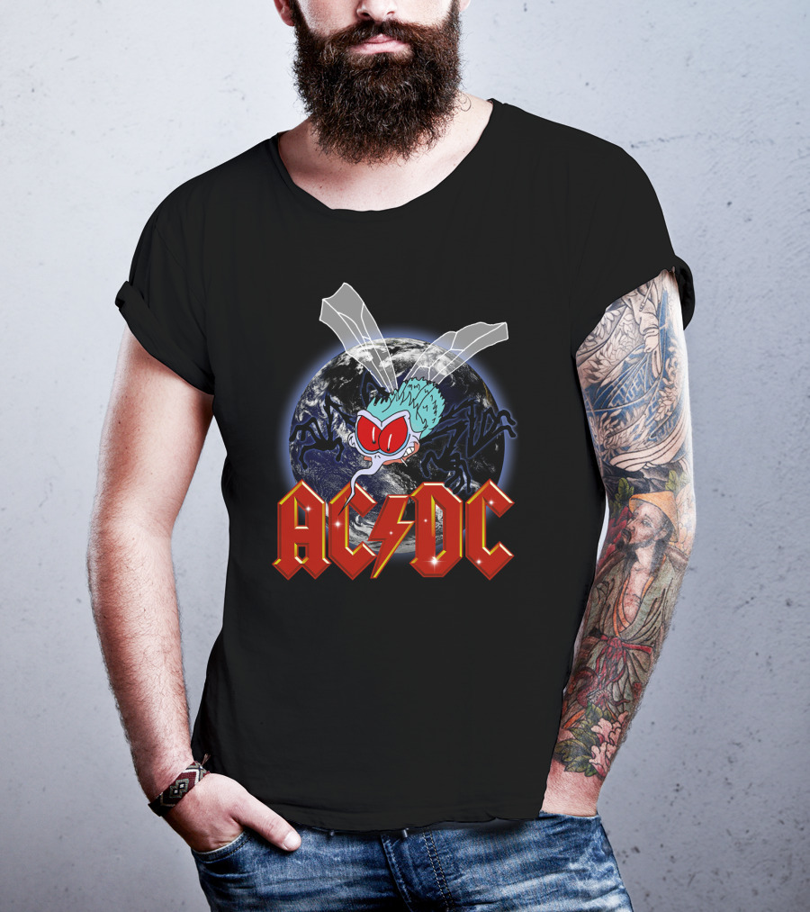 Acdc Space Fly Earth Lightning Bolt T-Shirt