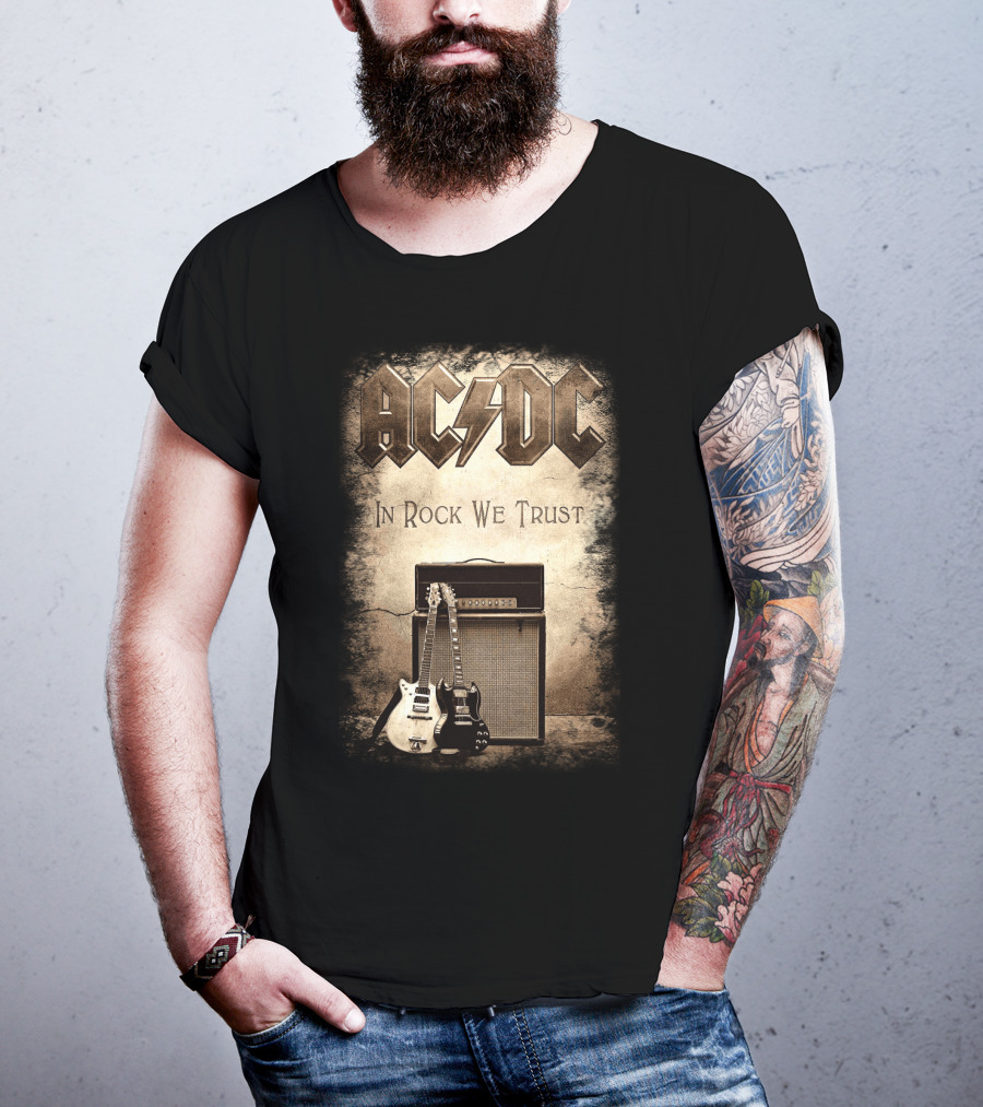 Acdc In Rock We Trust Electric Guitars Amplifier T-Shirt