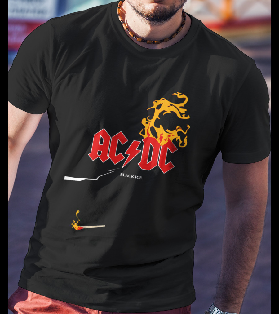 Acdc Black Ice Flame With Matchstick T-Shirt