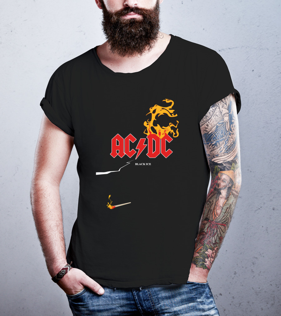 Acdc Black Ice Flame With Matchstick T-Shirt