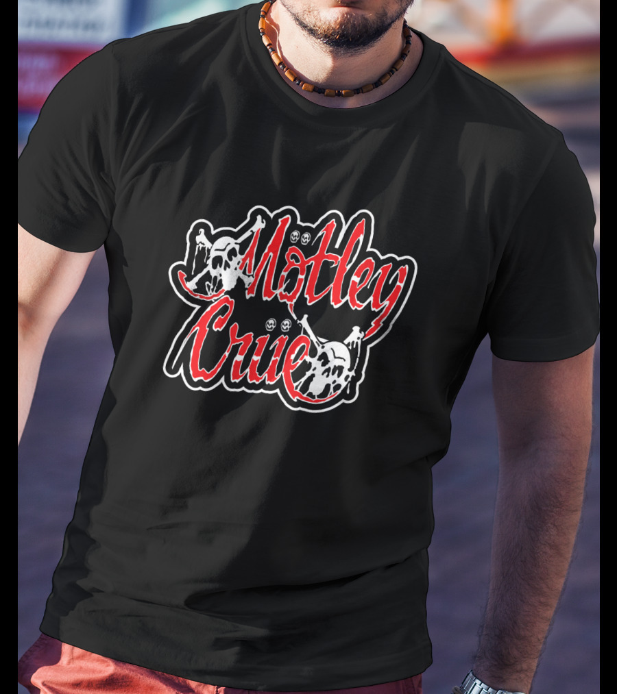 Mötley Crüe Skull Logo With Red And Black T-Shirt