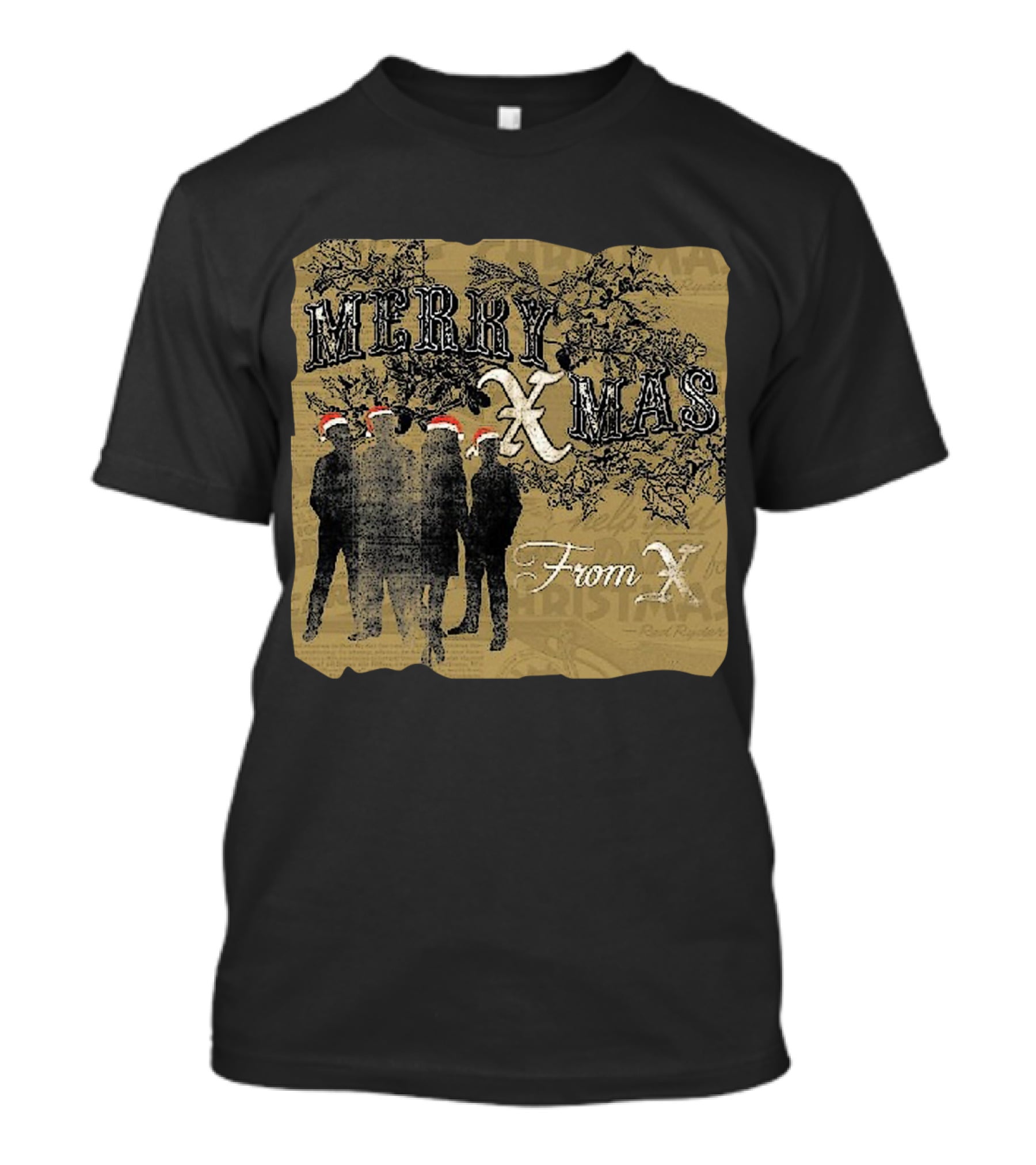 Merry Xmas From X Santa Hat Silhouettes T-Shirt