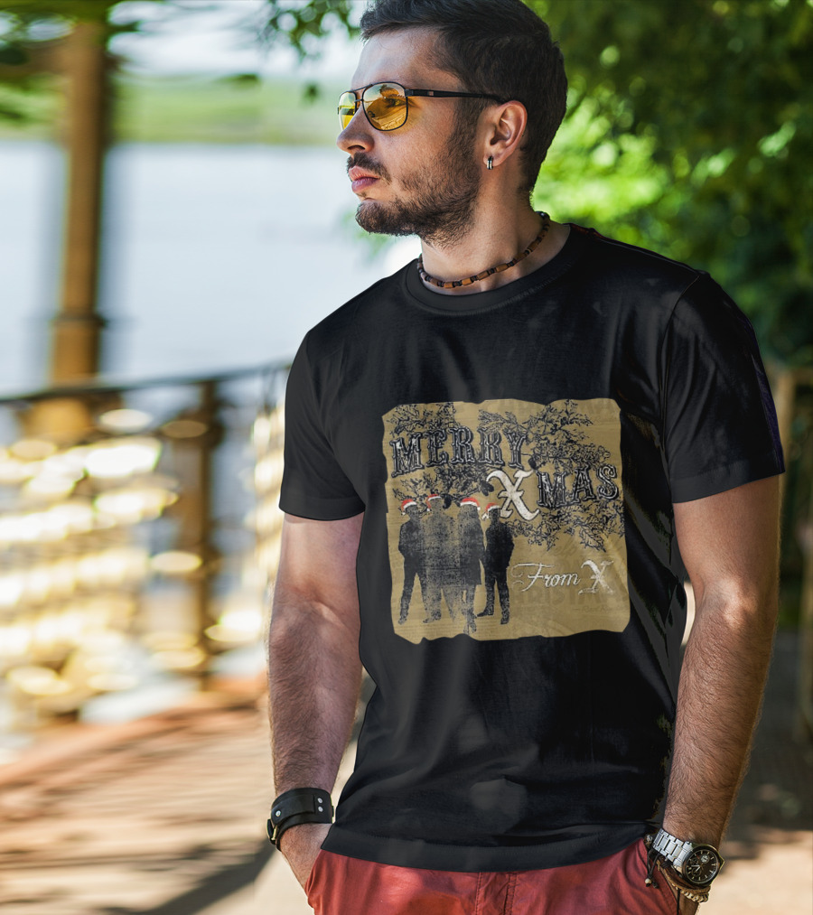 Merry Xmas From X Santa Hat Silhouettes T-Shirt