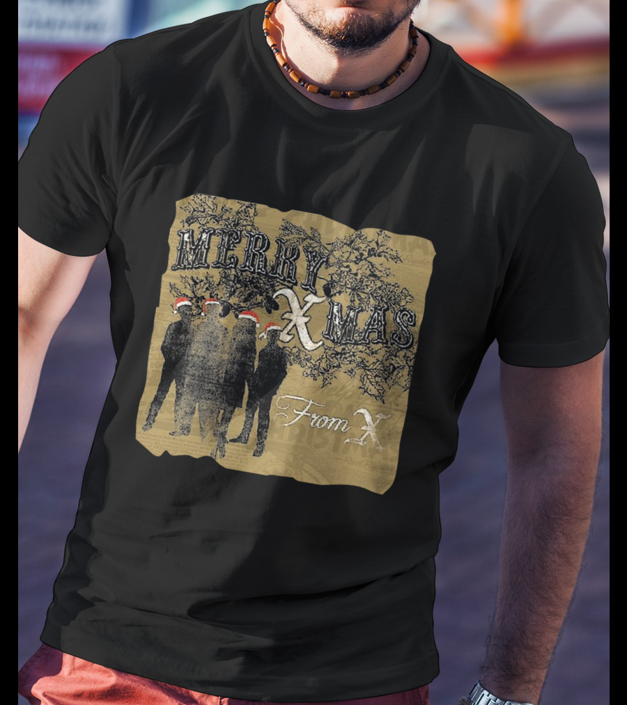 Merry Xmas From X Santa Hat Silhouettes T-Shirt
