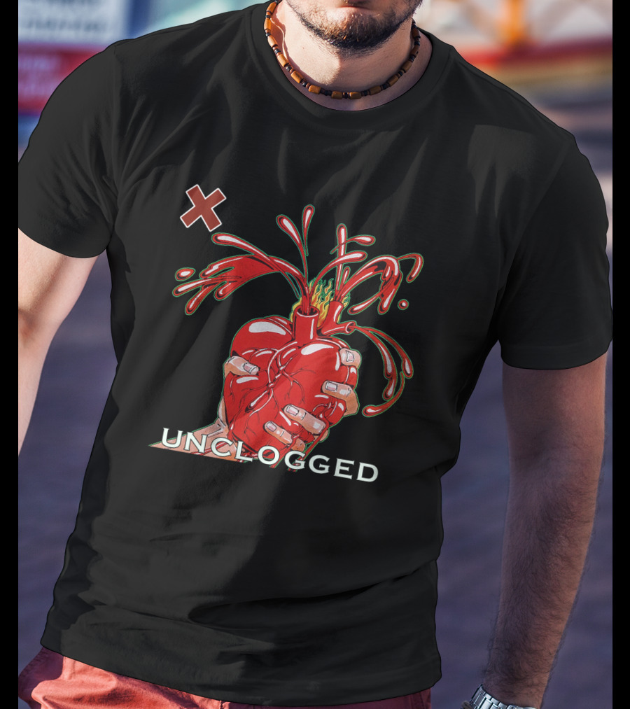 X 07 Unclogged Heart In Hand With Splashing Visuals T-Shirt