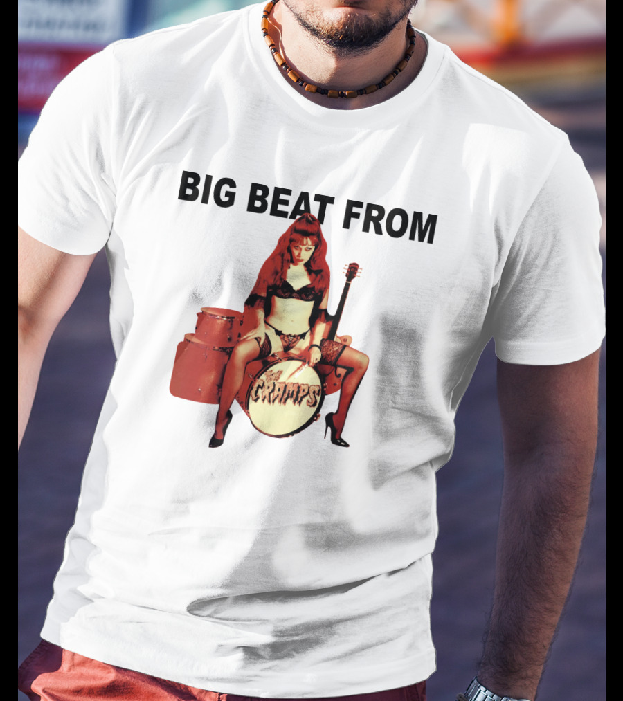Big Beat From Badsville Cramps Tcr 18 Drummer Pinup T-Shirt
