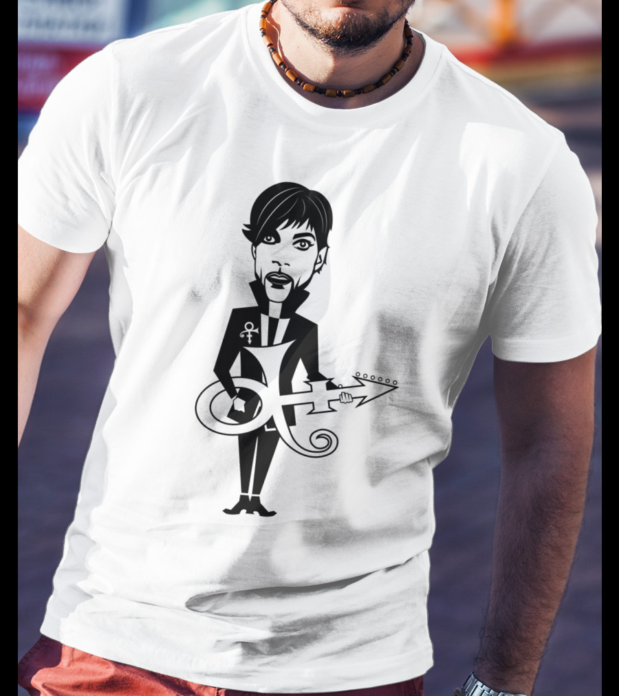 Pr 17 Prince Symbol With Guitar Caricature T-Shirt