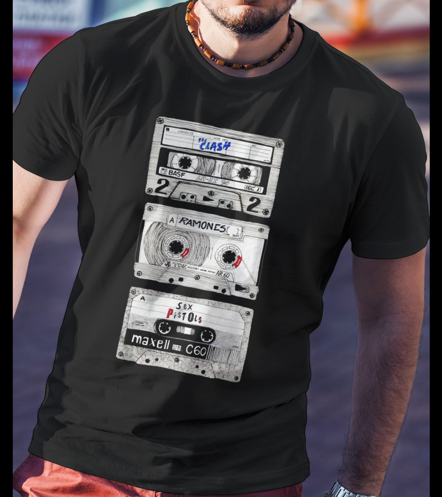 The Clash Ramones Sex Pistols Cassette Tapes Retro Music Icons T-Shirt