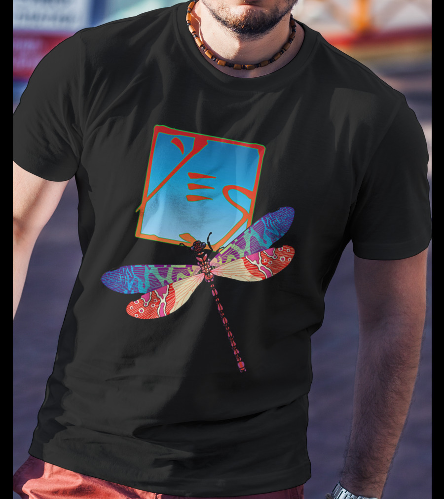 Yes Logo With Colorful Dragonfly Artwork T-Shirt