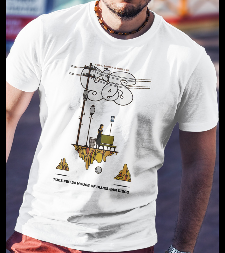 Howe Squire White Of Yes Tues Feb 24 House Of Blues San Diego T-Shirt