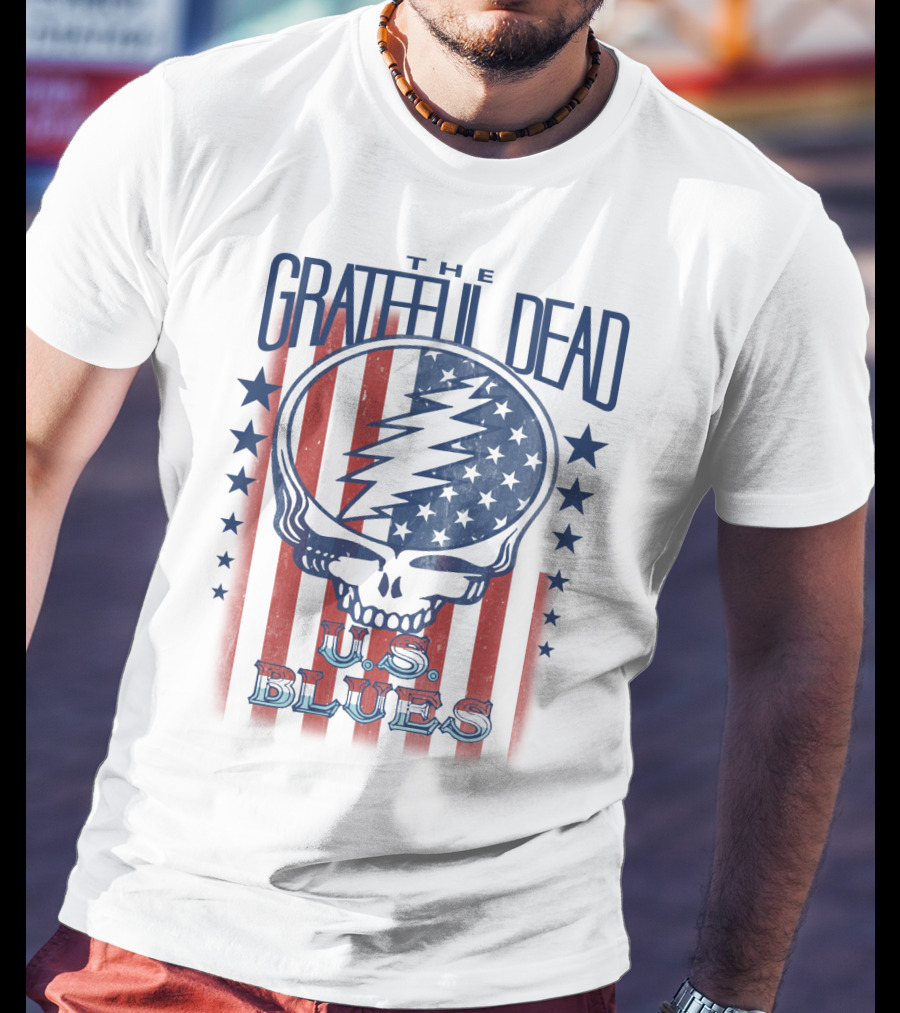 The Grateful Dead U.s. Blues Skull Lightning Bolt Stars And Stripes T-Shirt