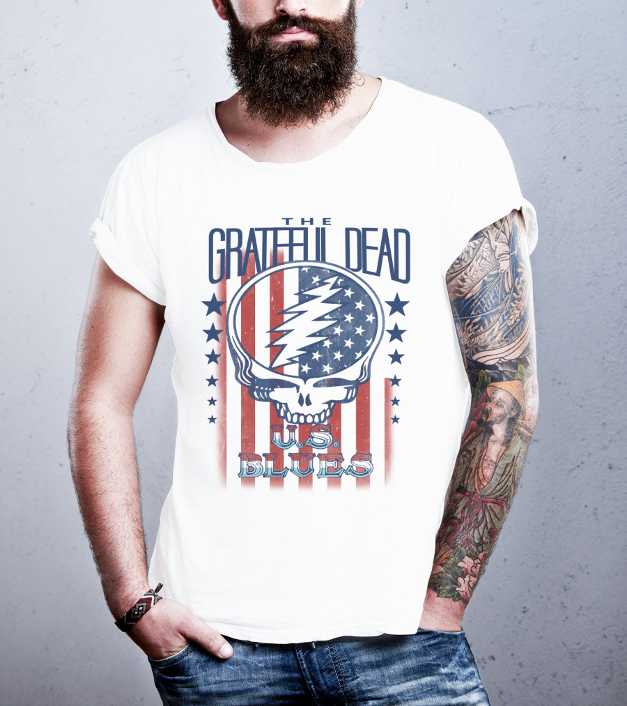The Grateful Dead U.s. Blues Skull Lightning Bolt Stars And Stripes T-Shirt
