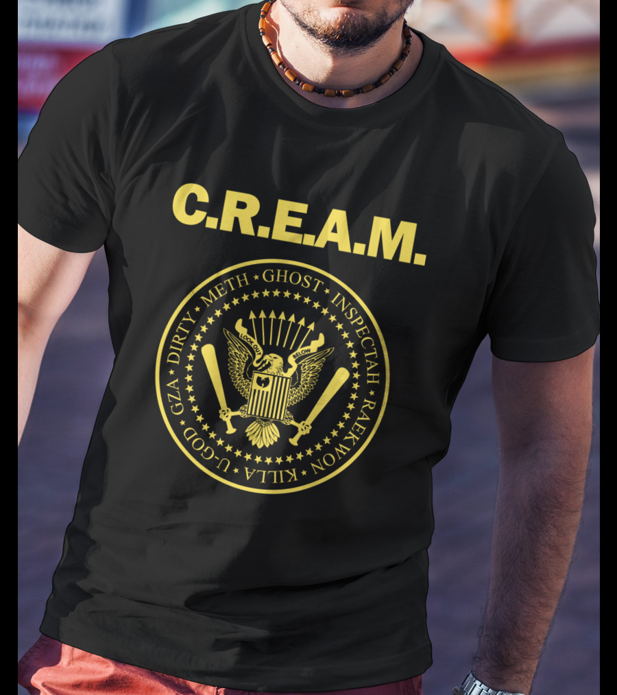 C.r.e.a.m. Wu-Tang Clan Emblem Featuring Ghost Inspectah Raekwon Killa U-God Gza Dirty Meth T-Shirt