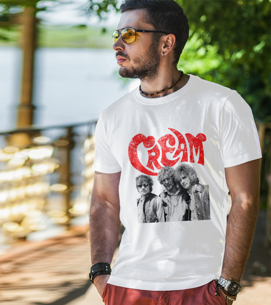 Cream Retro Band Photo Red T-Shirt