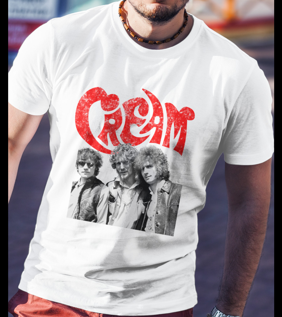Cream Retro Band Photo Red T-Shirt