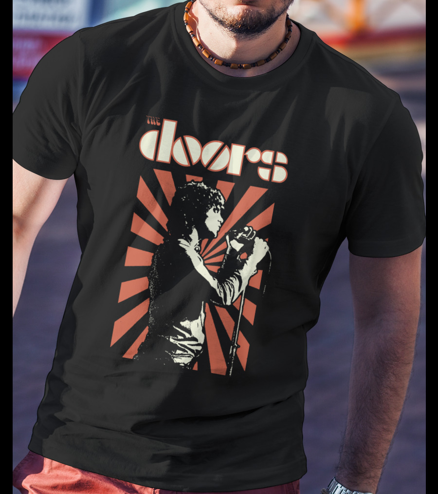 The Doors Vintage Concert Style Design With Singer And Microphone T-Shirt