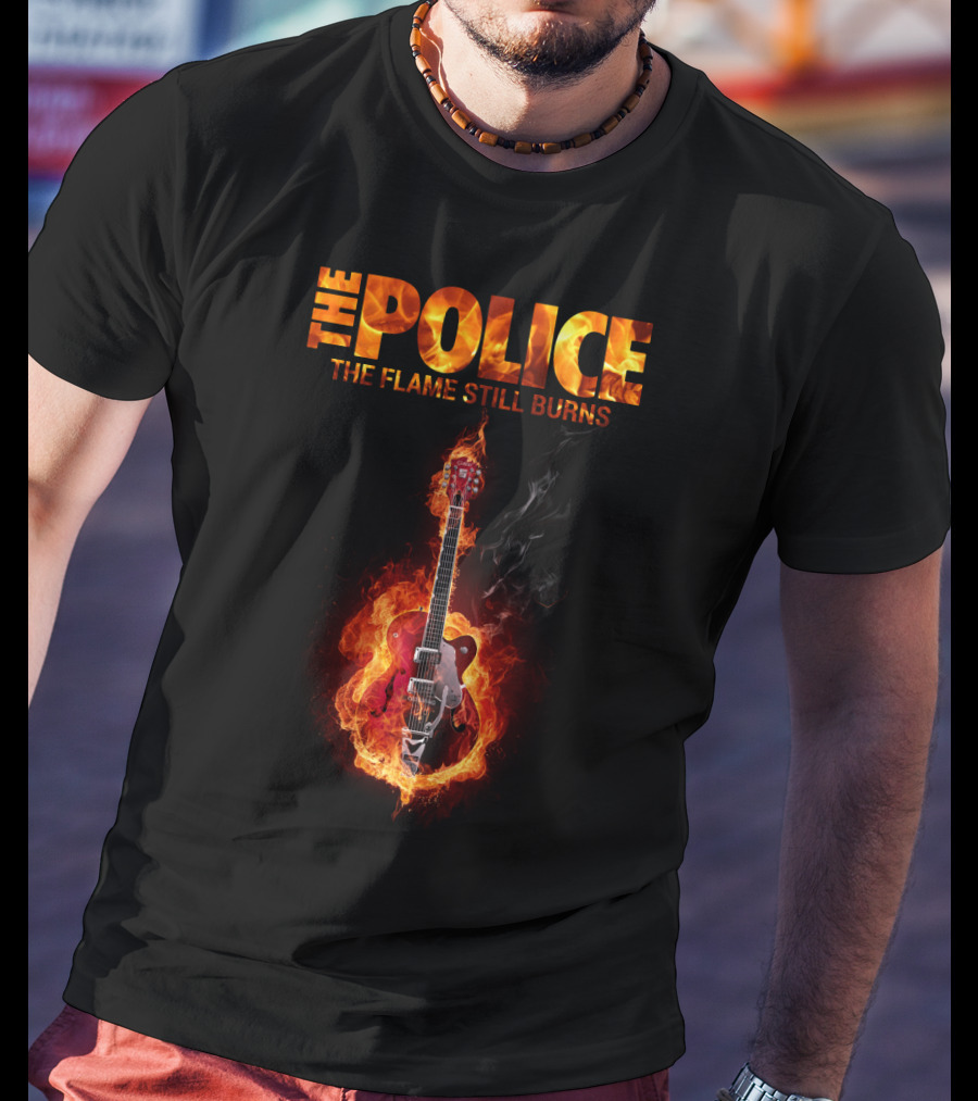 The Police The Flame Still Burns Guitar Fire T-Shirt