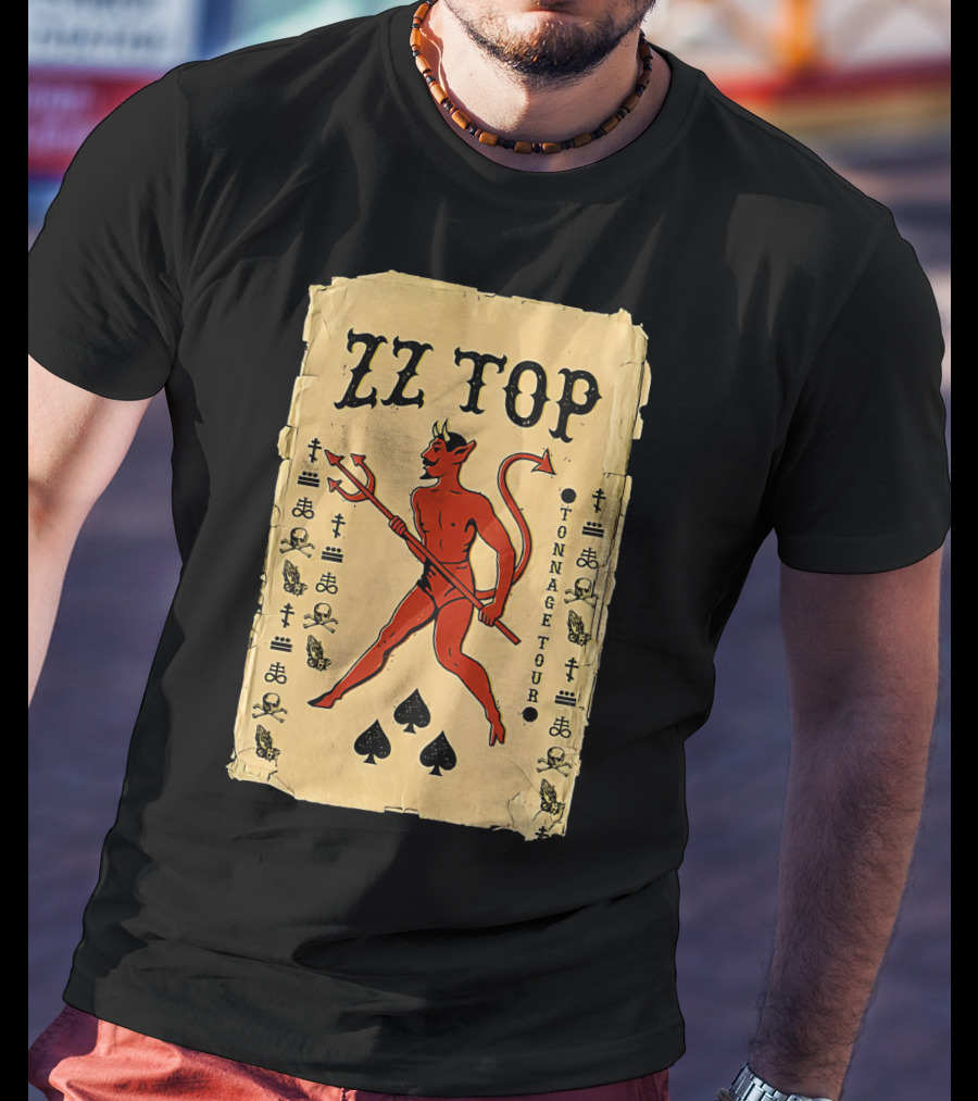 Zz Top Tonnage Tour Devil Playing Cards T-Shirt