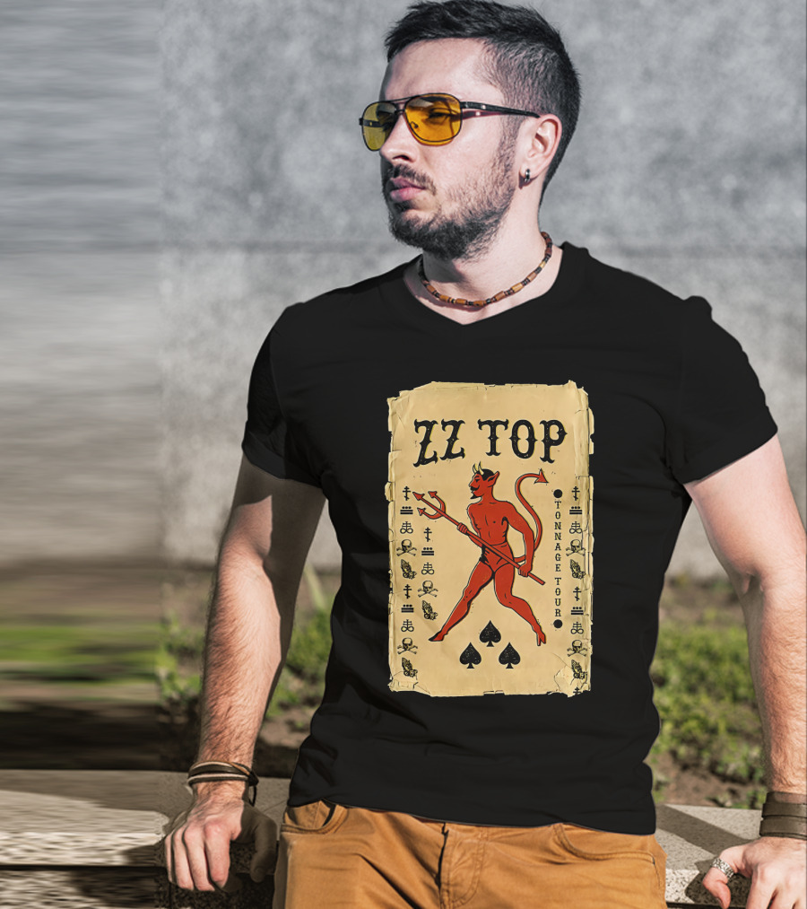 Zz Top Tonnage Tour Devil Playing Cards T-Shirt