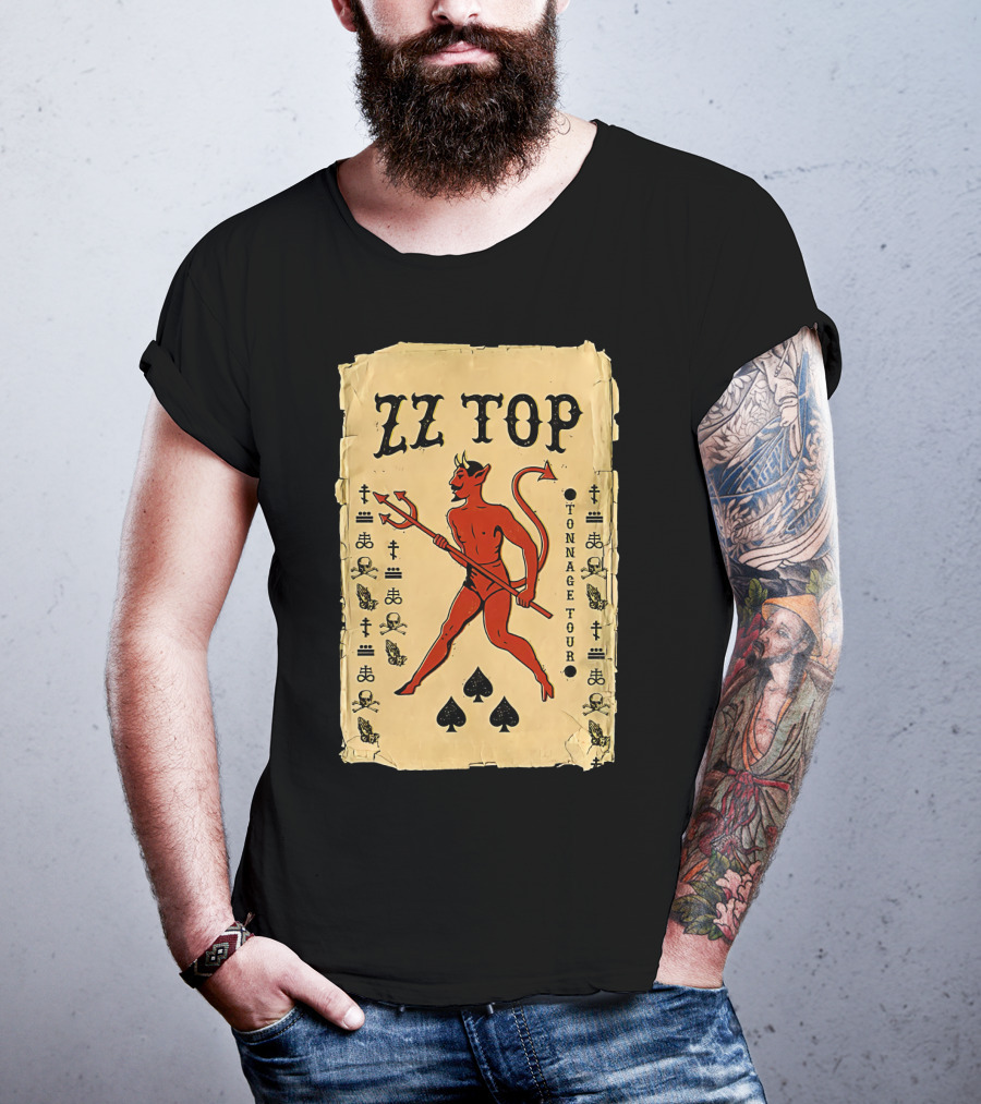 Zz Top Tonnage Tour Devil Playing Cards T-Shirt