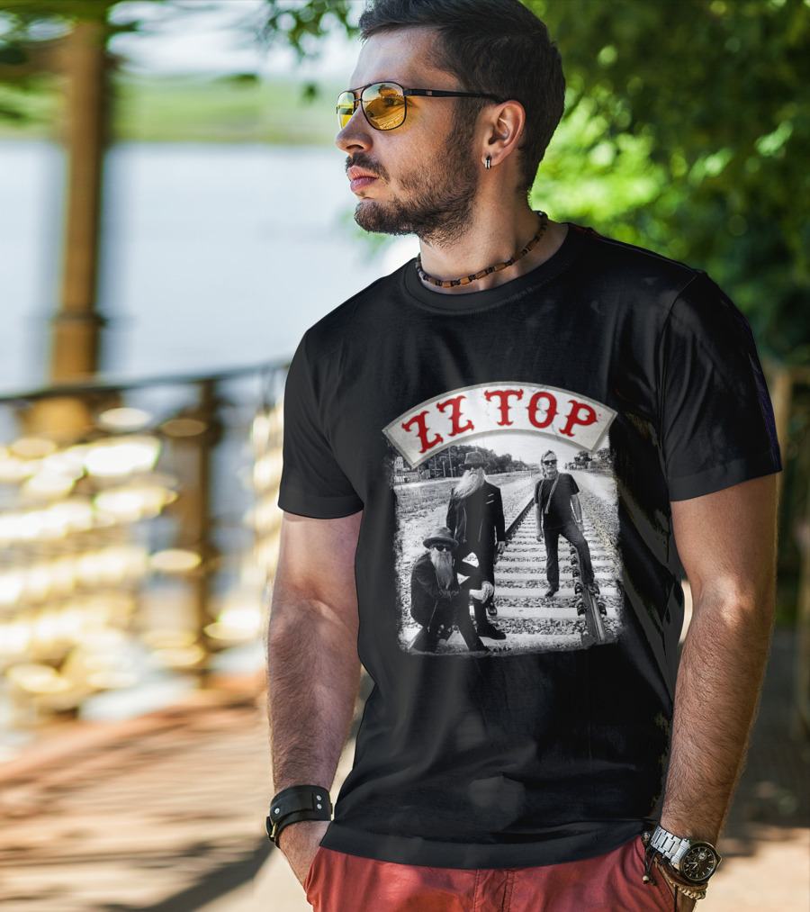 Zz Top Band On Railroad Tracks T-Shirt