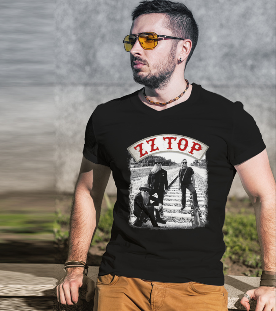 Zz Top Band On Railroad Tracks T-Shirt