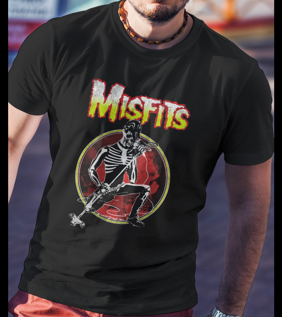 Misfits Skeleton Mic Rock Artwork T-Shirt