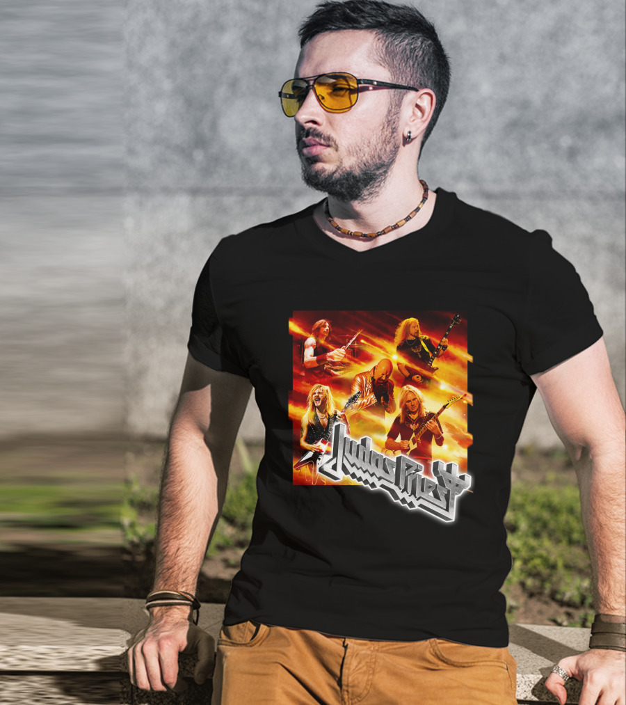Judas Priest Firepower Tour Band Members Collage T-Shirt
