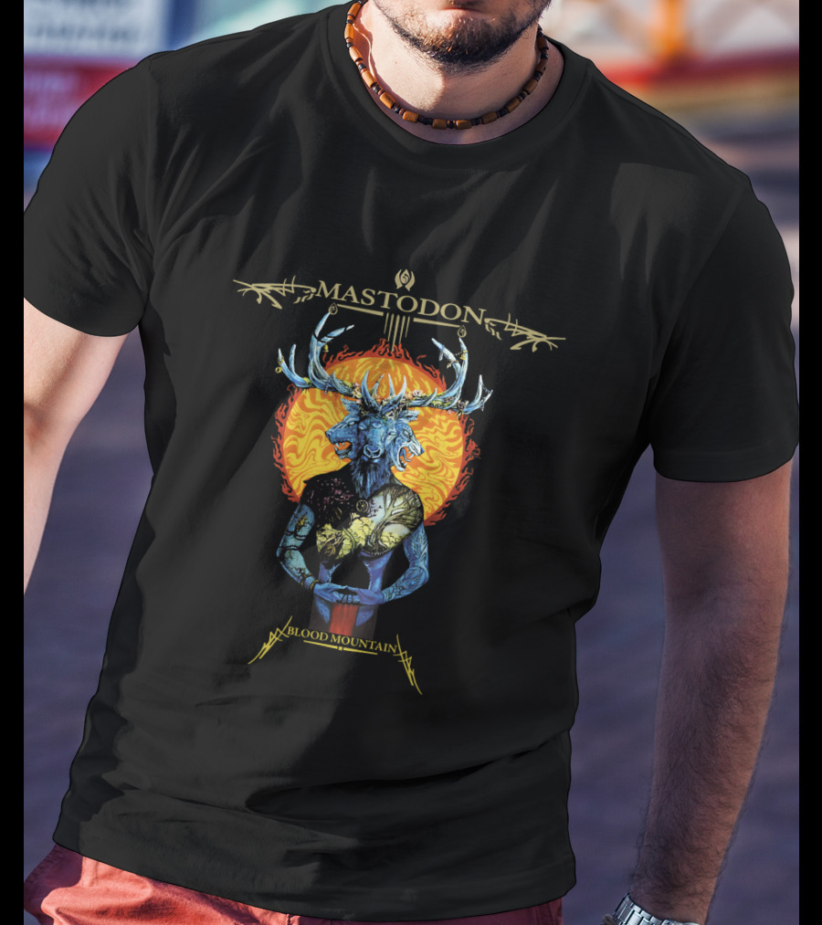 Mastodon Blood Mountain Stag Creature Art T-Shirt