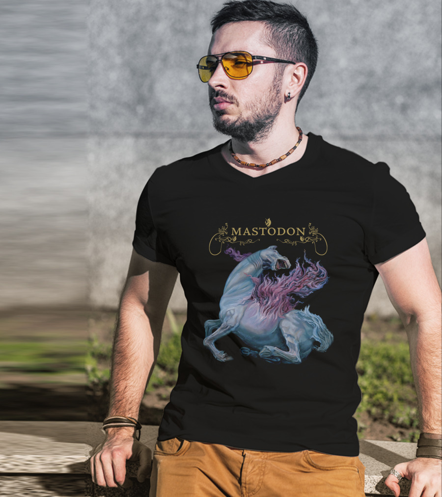Mastodon Fiery Horse Artwork T-Shirt