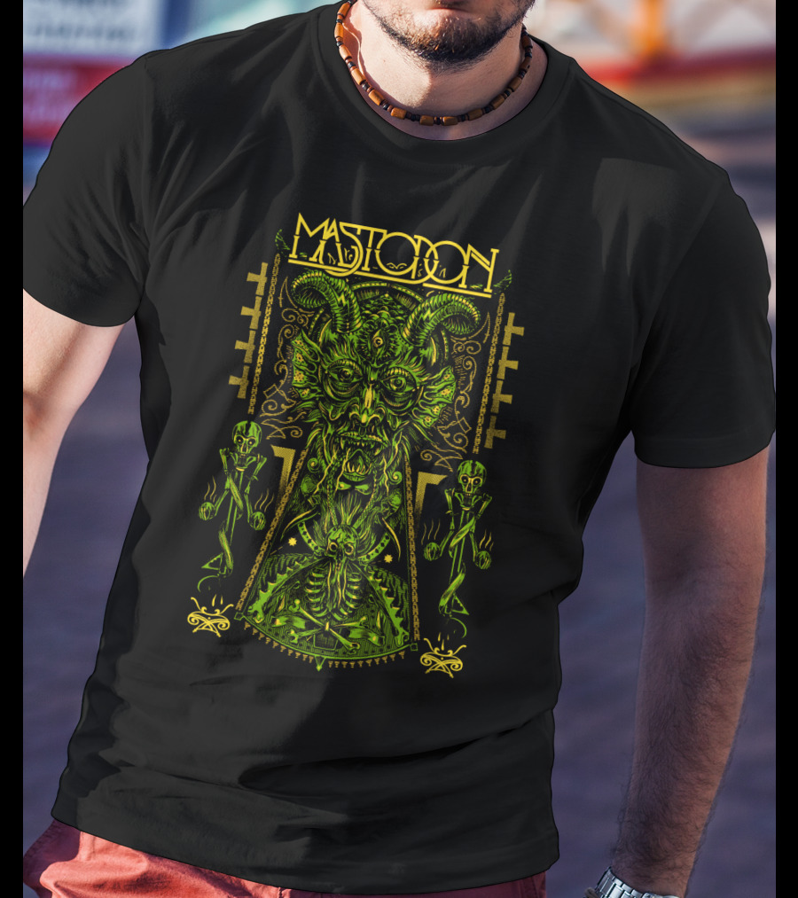 Mastodon Green Demonic Creature With Horns And Mystical T-Shirt