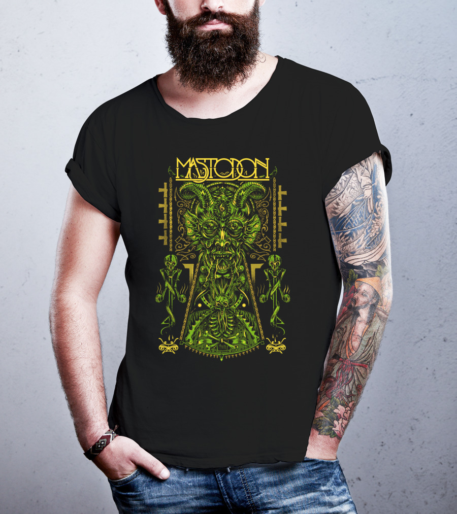 Mastodon Green Demonic Creature With Horns And Mystical T-Shirt
