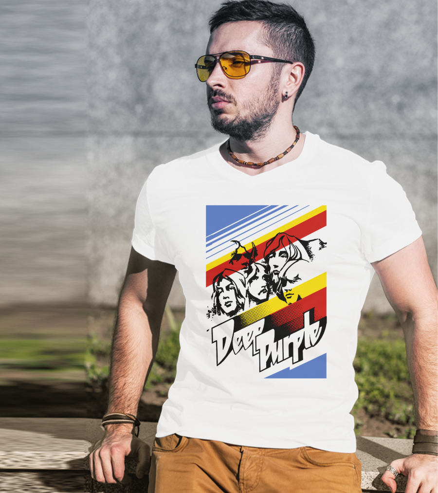 Deep Purple Band Retro Stripes T-Shirt