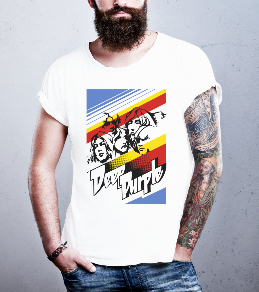 Deep Purple Band Retro Stripes T-Shirt