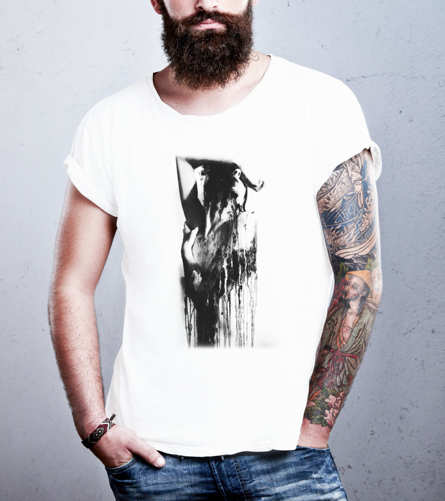 Inked Abstract Monochrome Figure T-Shirt