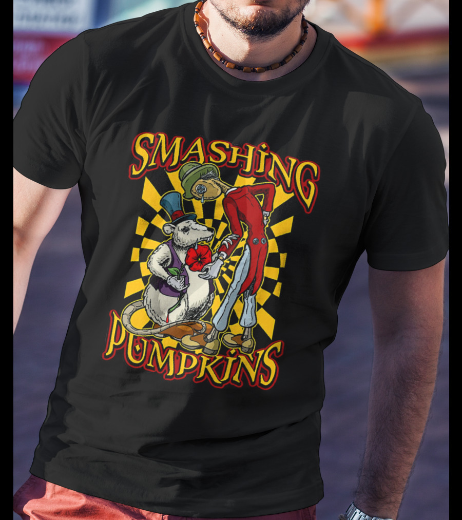 Smashing Pumpkins Alice In Wonderland Style Mad Hatter And White Rabbit T-Shirt