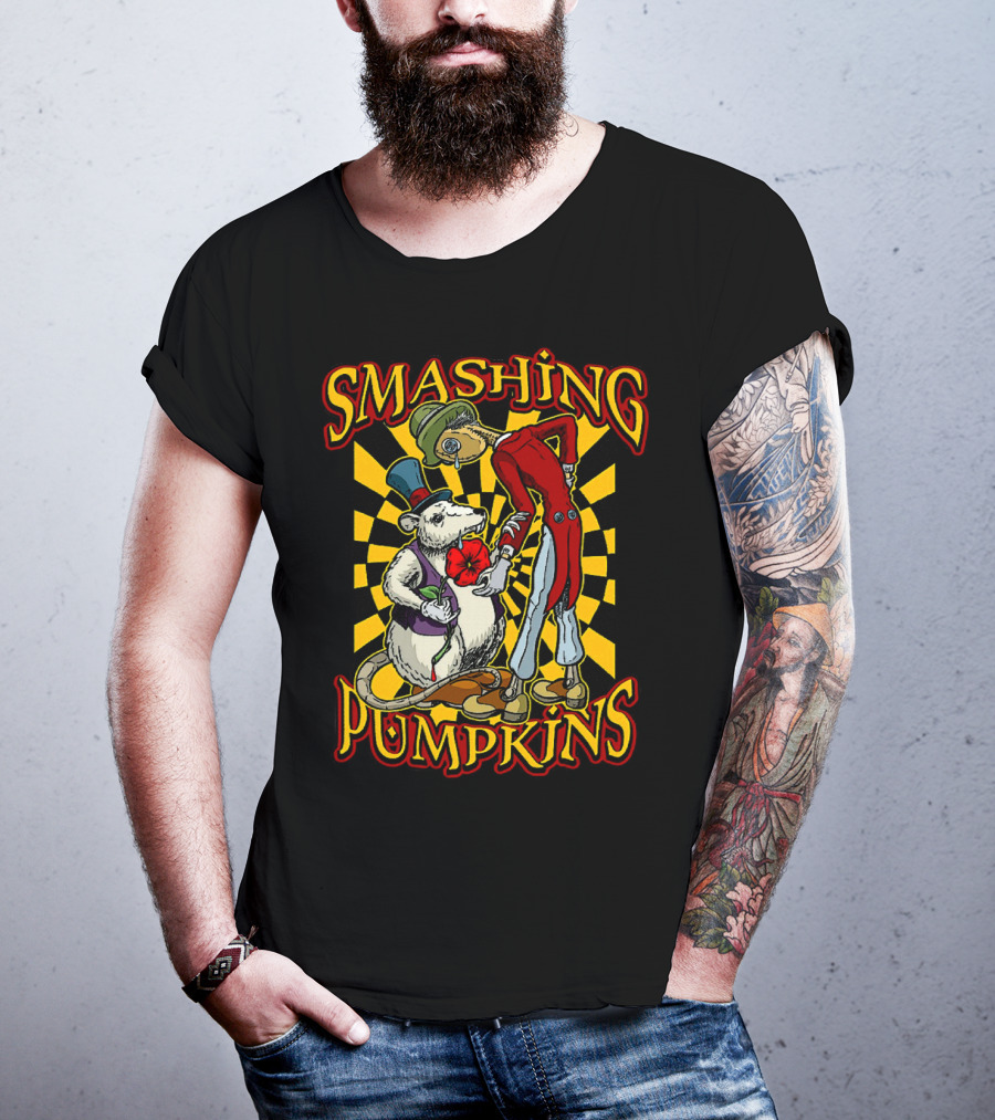 Smashing Pumpkins Alice In Wonderland Style Mad Hatter And White Rabbit T-Shirt